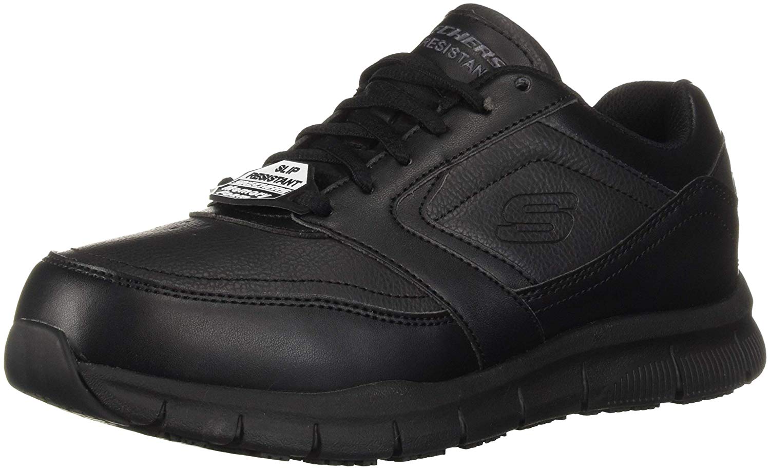 Skechers Mens Nampa Soft toe Lace Up Safety Shoes, Black Polyurethane ...