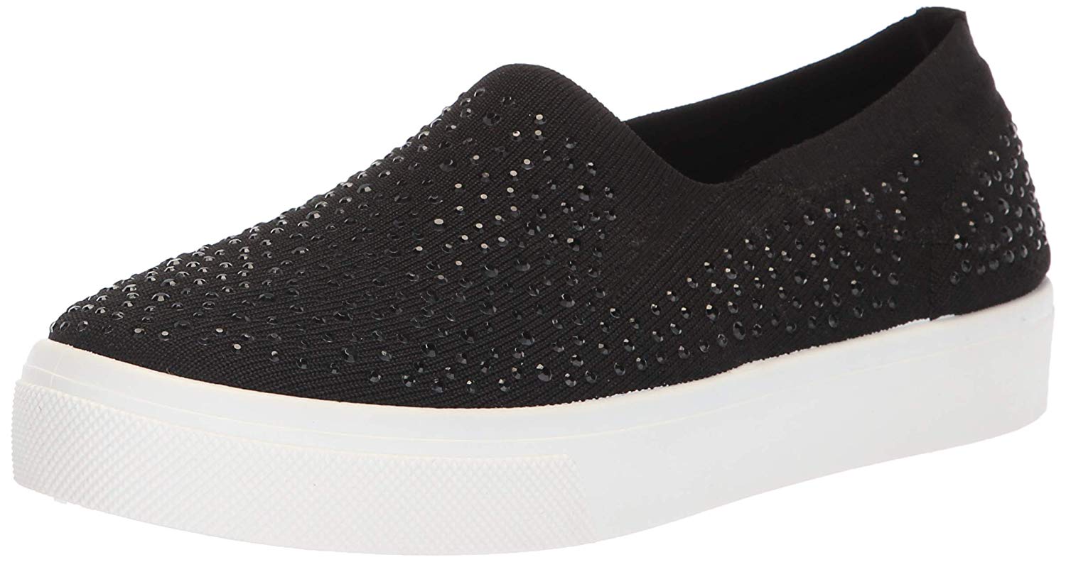 Skechers Womens Poppy-Studded Affair Fabric Low Top Pull On, Black ...