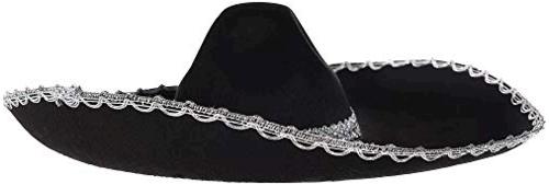 AMSCAN Silver Trim Black Sombrero Halloween Costume Accessories One Size