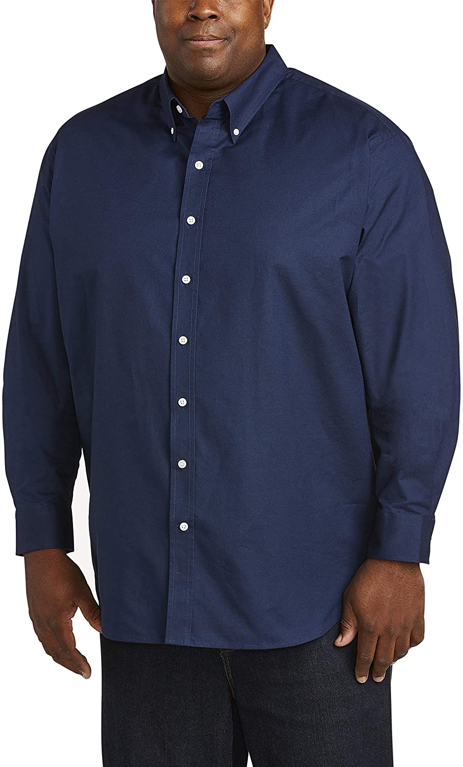 Essentials Men's Big & Tall Long-Sleeve Oxford Shirt fit, Navy, Size 4. ...