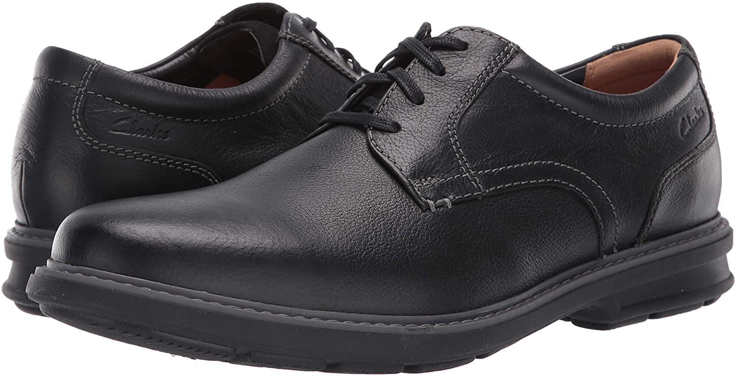 CLARKS Men's Rendell Plain Oxford, Black Leather, Size 10.5 hjfn ...