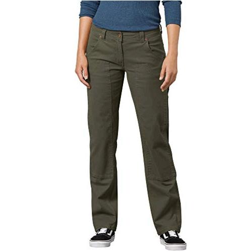 Dickies Women's Stretch Duck Double Front Carpenter Pant,, Green, Size ...