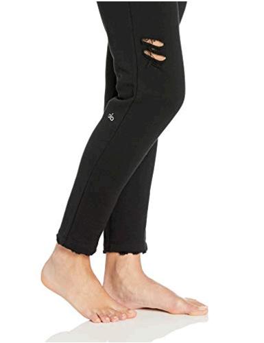 Alo Yoga Women's Ripped Sweatpant,, Black/Distress Holes, Size Large ...