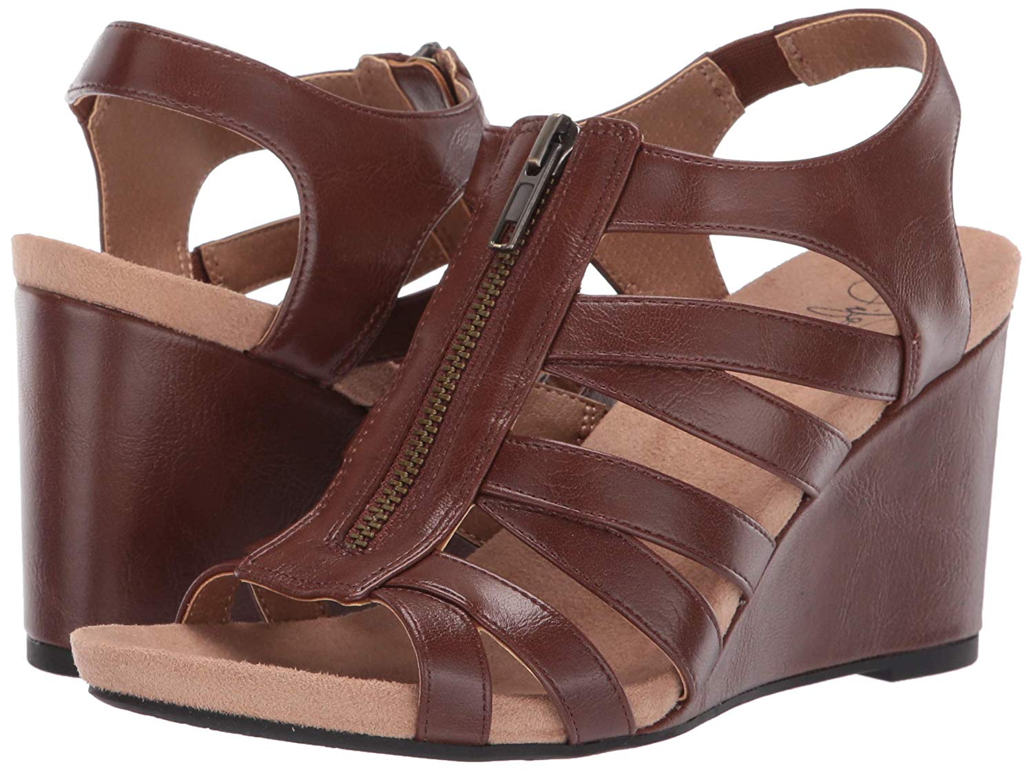 dark tan wedge sandals