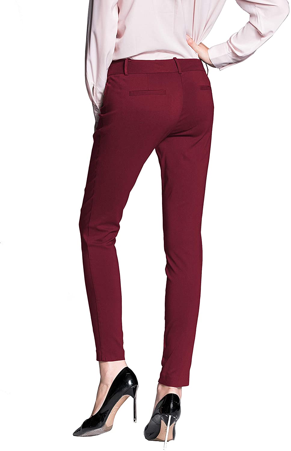 burgundy slacks women's