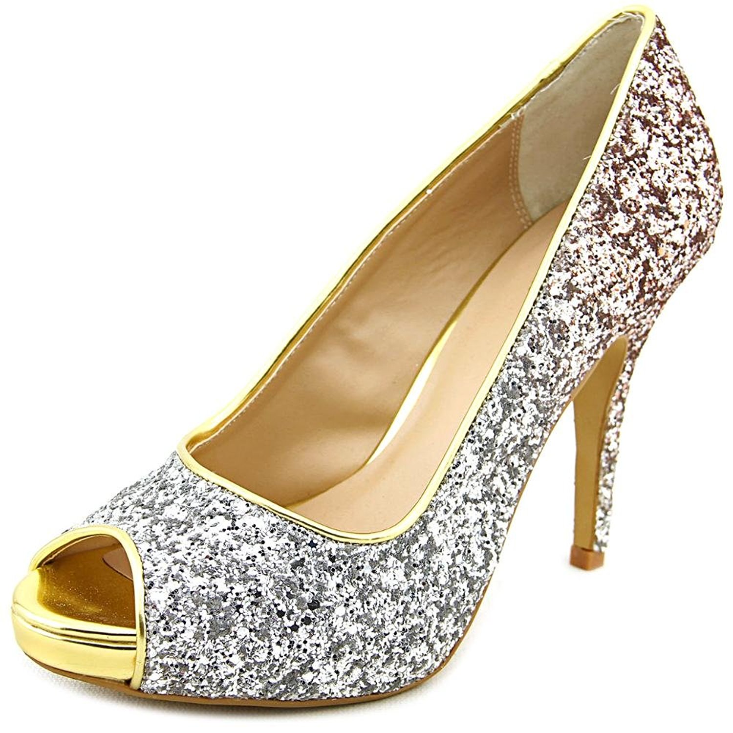 Thalia Sodi Womens Cereza Peep Toe Classic Pumps Silver/Gold Glitter Size 9.5 Thalia Sodi Womens Cereza Peep Toe Classic Pumps Silver/Gold Glitter Size 9.5