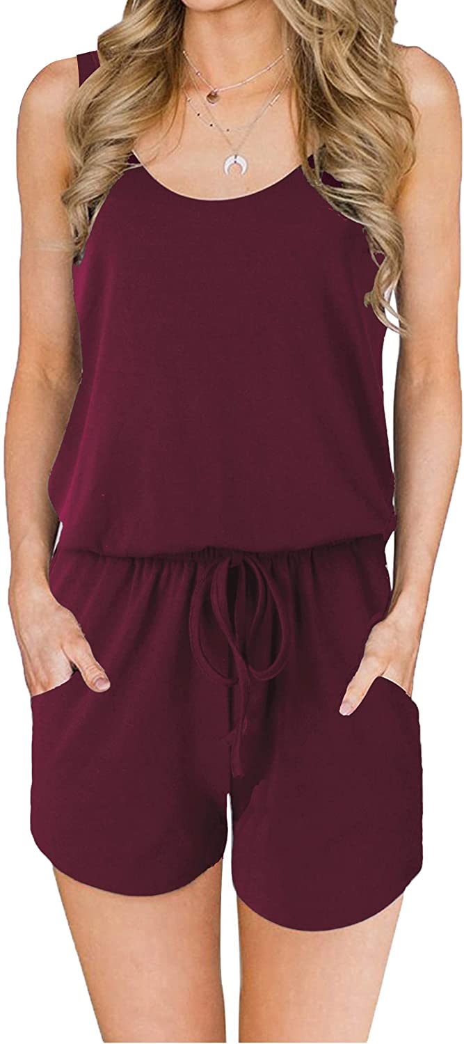 ANRABESS Sexy Sleeveless Tank Top Jumpsuit Scoop Neck, 02-winered, Size ...