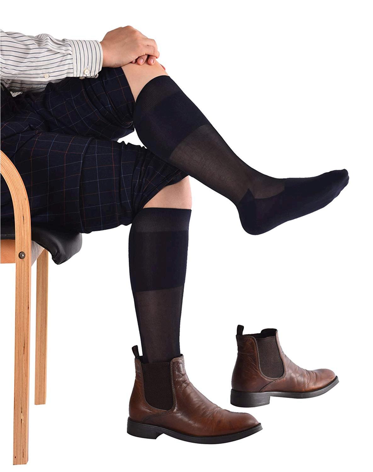 Mens Thin Socks Silk Sheer Trouser Sock Mid-Calf, Plain, Size one size ...