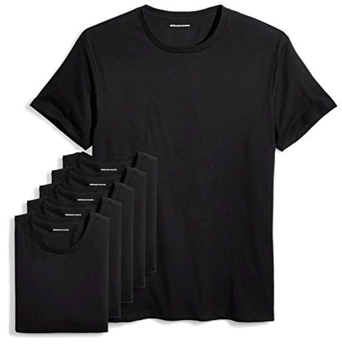 Essentials Men's 6-Pack Crewneck Undershirts, Black,, Black, Size ...