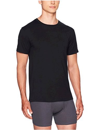 Essentials Men's 6-Pack Crewneck Undershirts, Black,, Black, Size ...