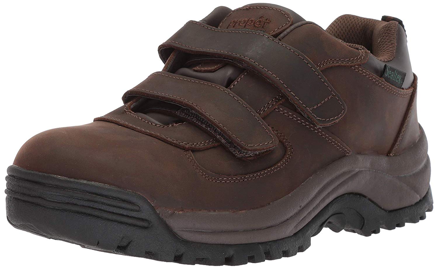 brown leather velcro shoes