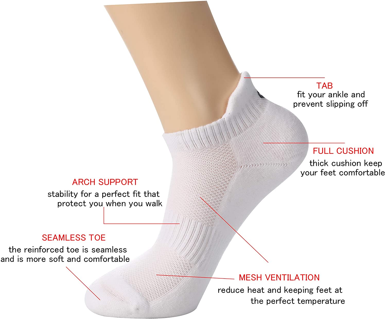 9IUOOM Men’s Athletic Ankle Performance Socks Running Sports Comfort Cushioned Breathable Low Cut Socks 