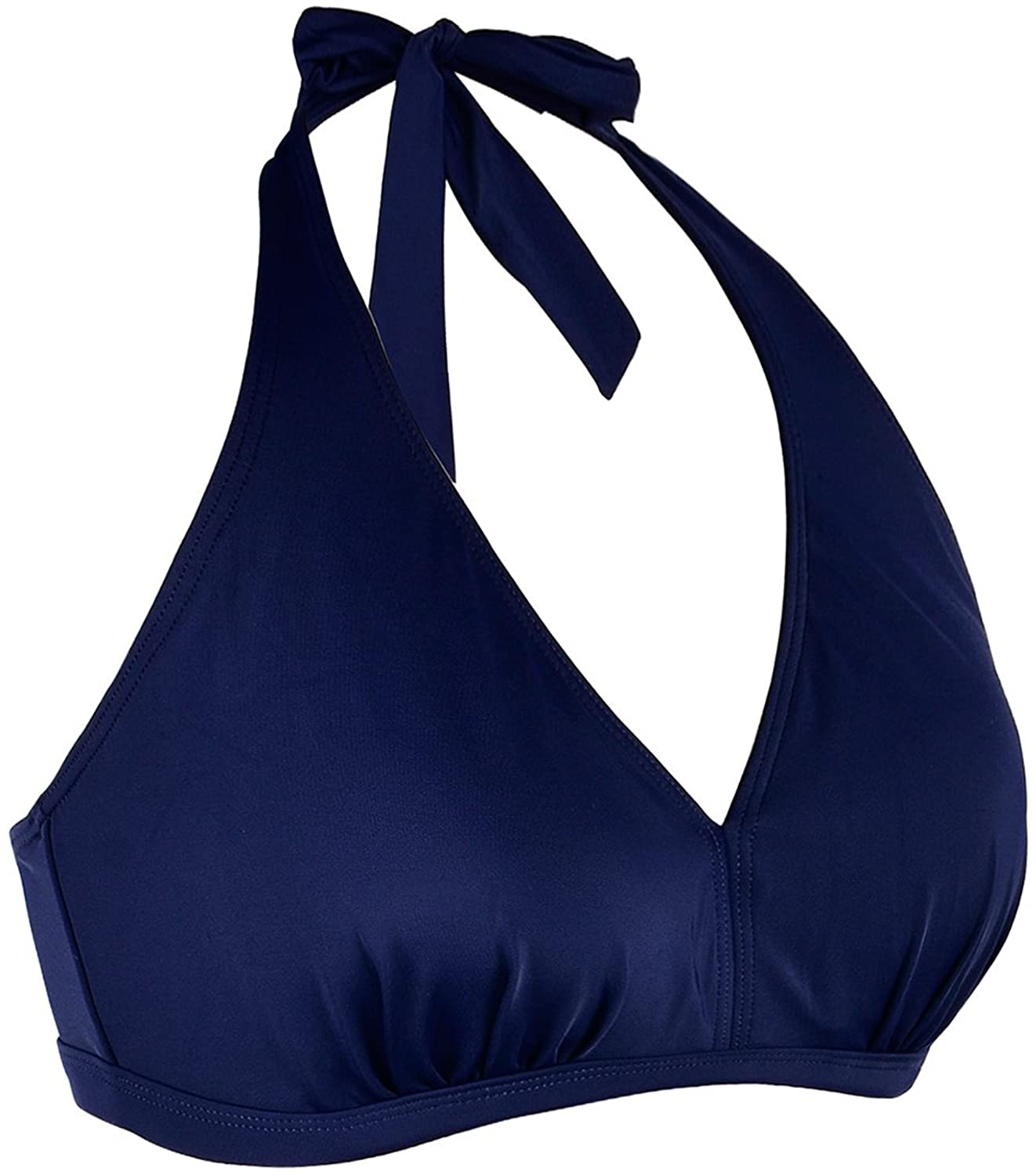 Septangle Women's Soild Halter Top Bikini Push Up Swimsuit, Navy Blue ...
