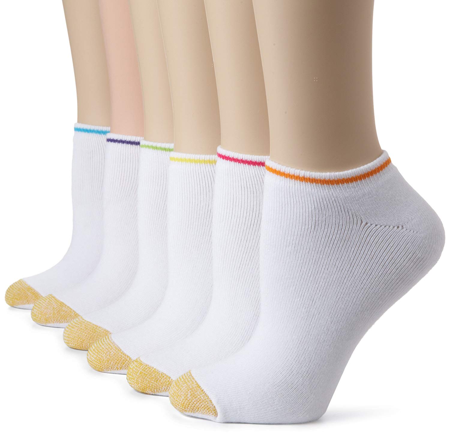 Gold Toe Women's 6-pack Sport Cushion No Show Sock, Stripe Multi, Size ...
