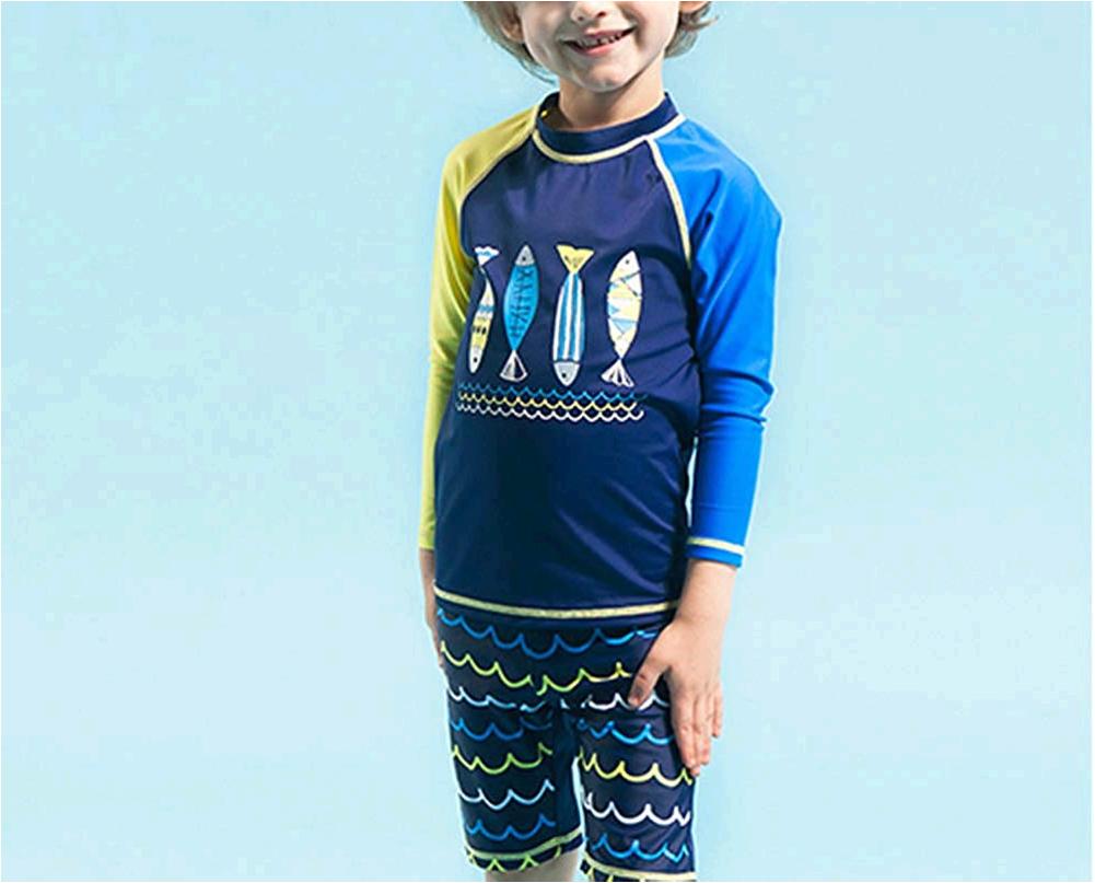 Download Baby Boys Two Piece Rash Guard Swimsuits Kids Long Sleeve, Fish, Size 9.0 omID | eBay