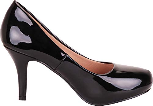 mid heel round toe pumps