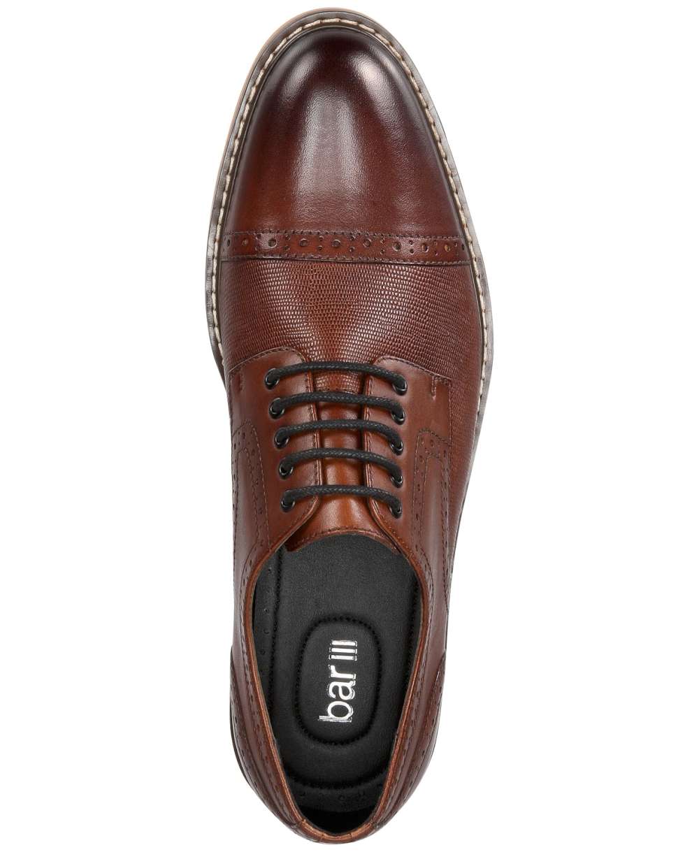 Bar III Mens Parker Leather Lace Up Dress Oxfords, Tan