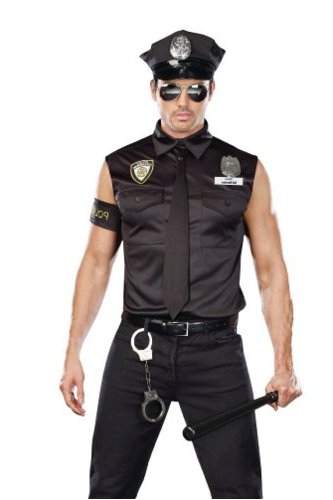 Dreamgirl Men's Dirt Cop Officer Ed Banger Costume, Black,, Black, Size ...