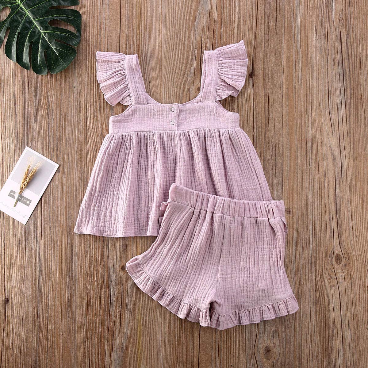 Kosusanill Newborn Toddler Baby Girl Boy Shorts Set Cotton Linen Knitted Ribbed Outfit 2Pcs Summer Casual Clothes