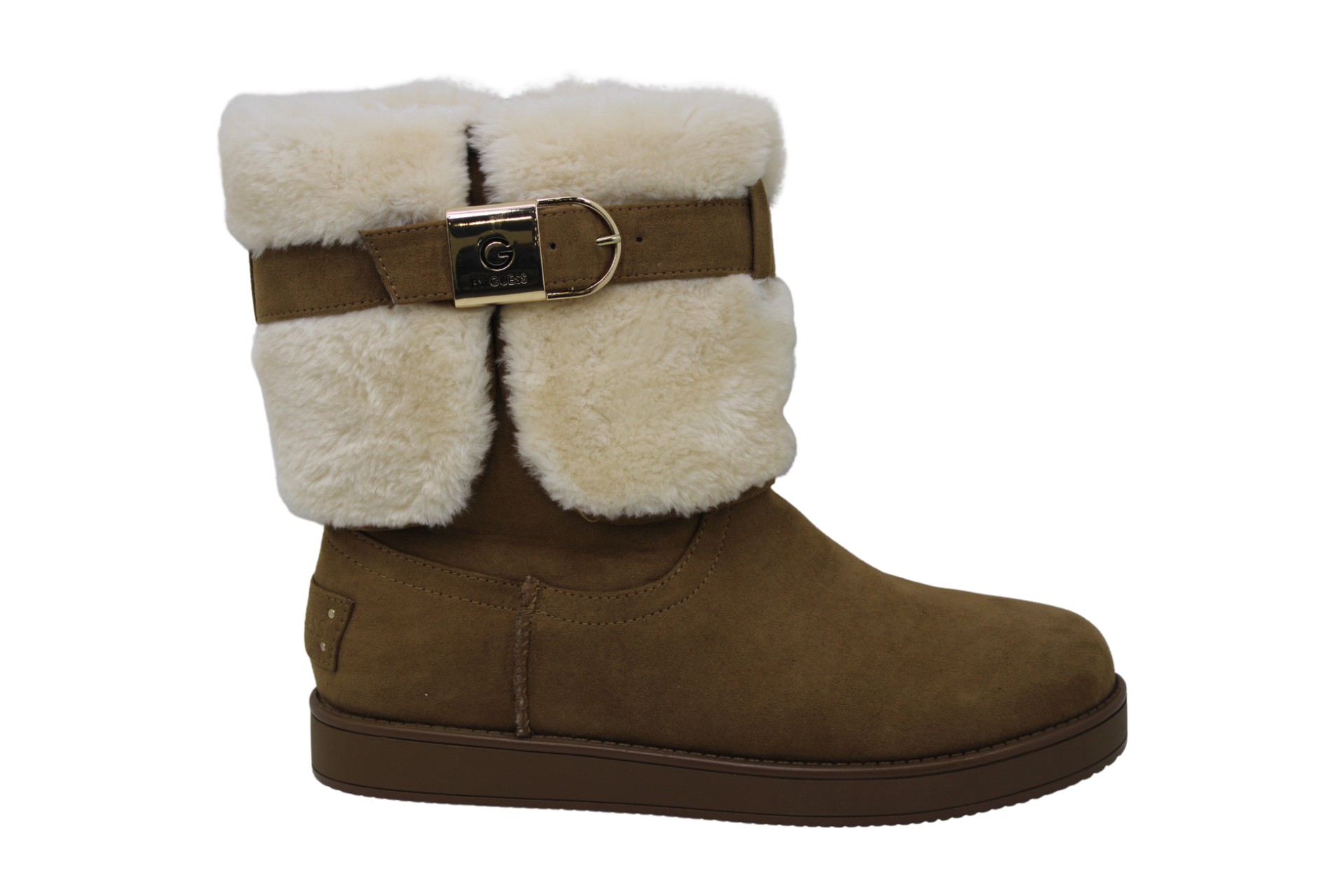 G by Guess Women's Addalyn Faux Fur Round Toe Ankle Fashion, Brown ...