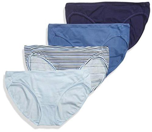 Hanes Ultimate Womens Cotton Stretch Cool Comfort 4 Pack Bikini Blue