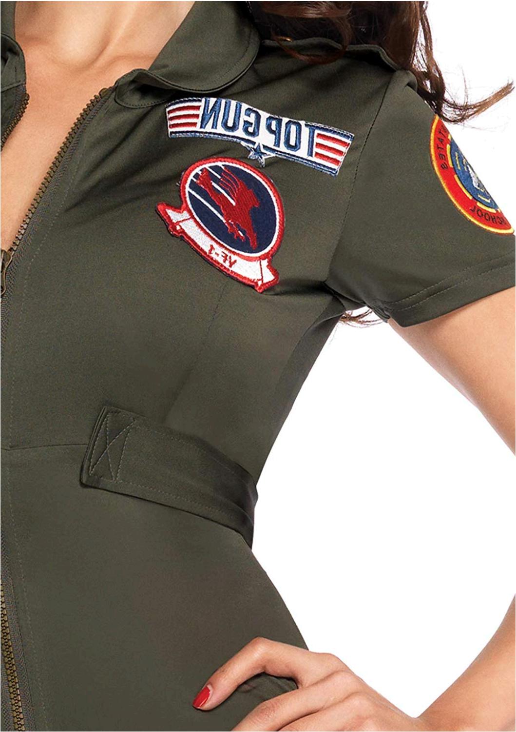 Leg Avenue Women's Top Gun Flight Suit Costume, Khaki, Size Large 1rYi