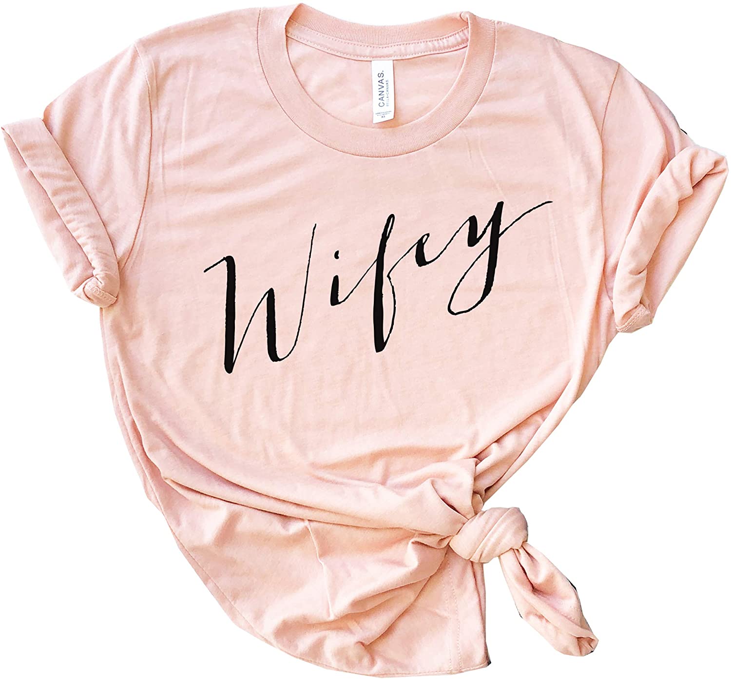 Download T Shirts For Women Shirt Tee Wifey Hubby Just Heather Prism Peach Size Large S Ebay