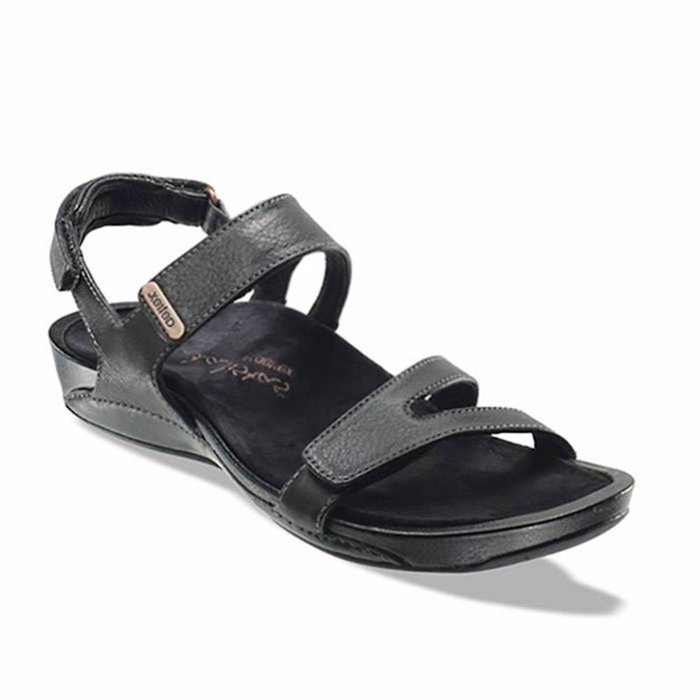 Aetrex Womens Paraiso Leather Open Toe Casual Strappy Sandals, Black ...
