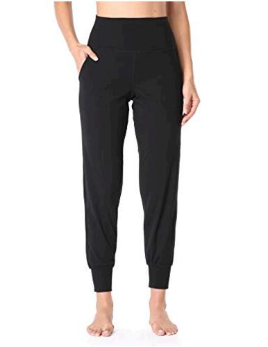 high waisted joggers black