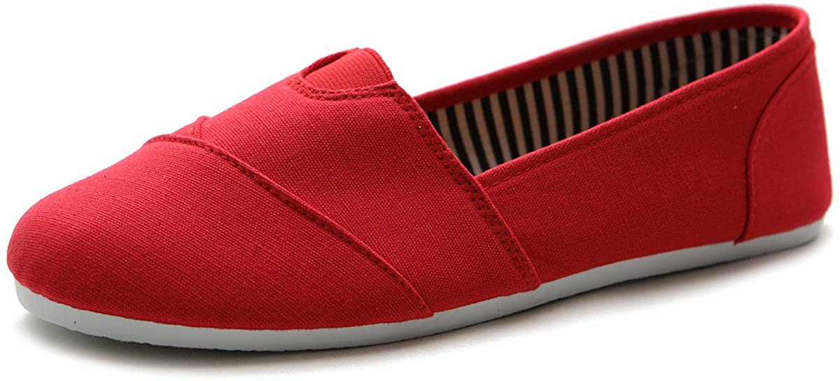 Ollio Women's Shoe Slip on Sneaker Canvas Flat, Red, Size 8.5 GINQ | eBay