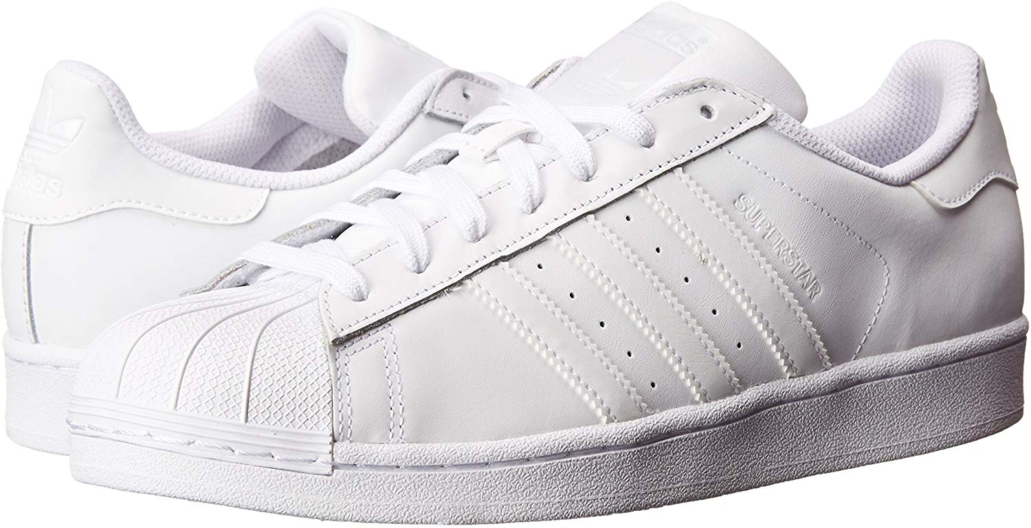 Adidas Mens Superstar Fabric Low Top Lace Up, White/Core White/White ...