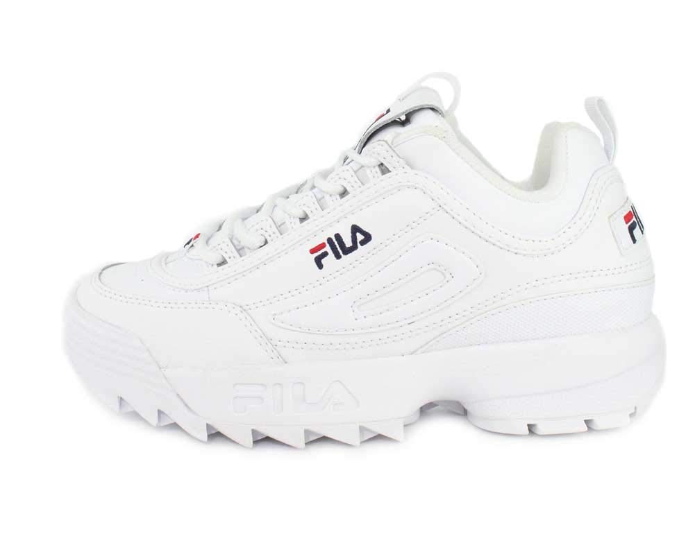 Fila Women's Shoes Disruptor II Leather Low Top Lace, White/Navy/Red ...