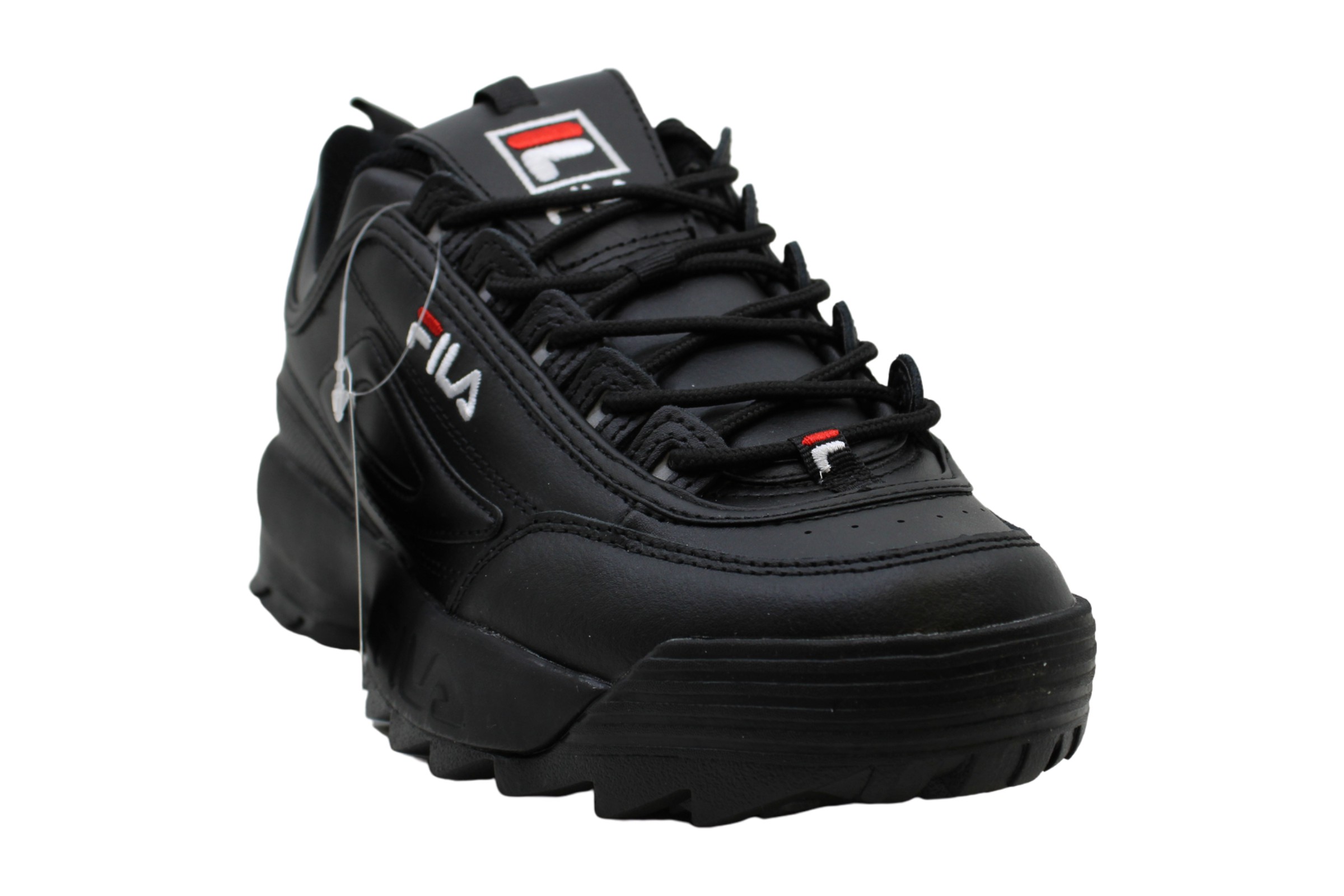 Fila Womens Disruptor II Leather Low Top Lace Up, Black