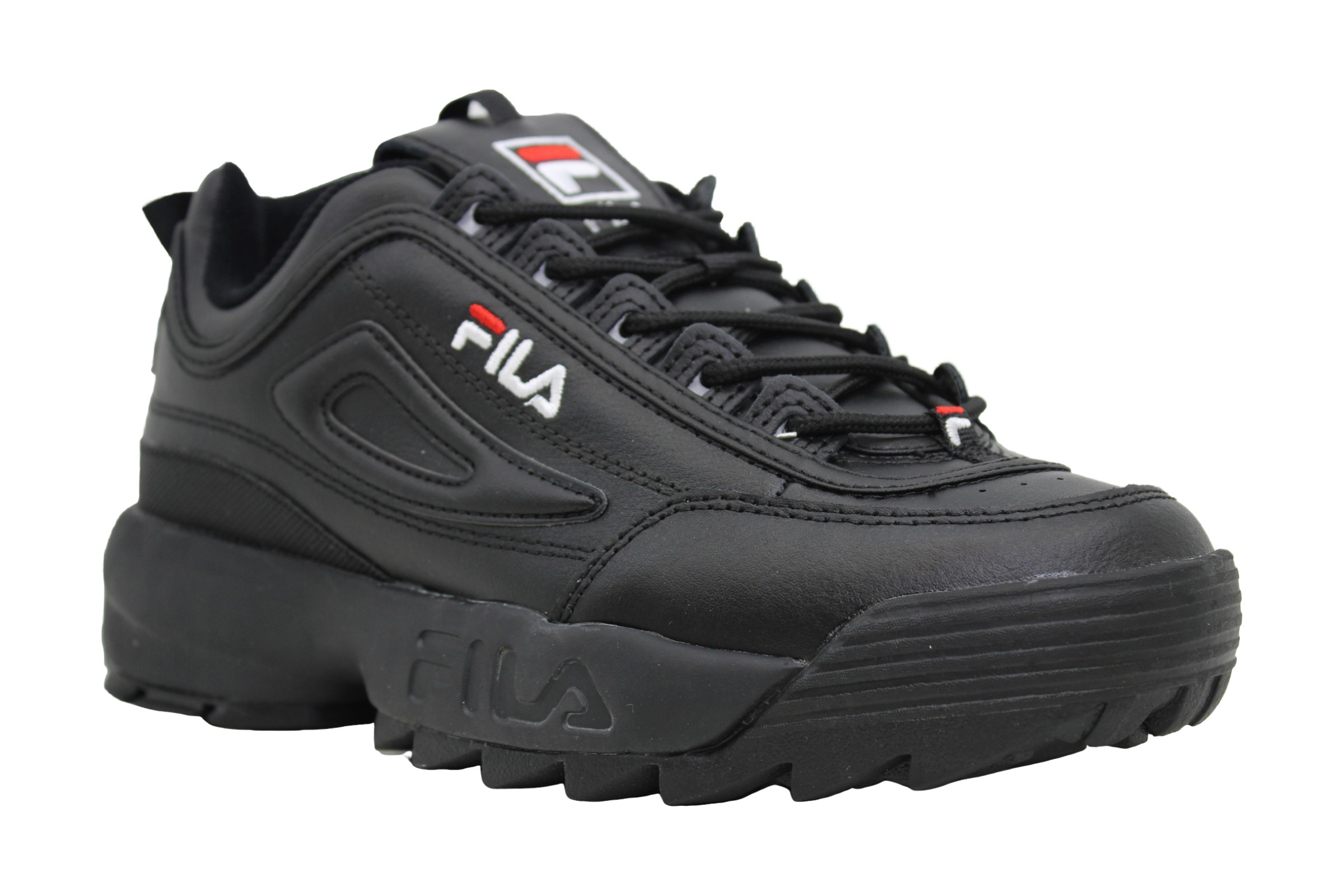 Fila Women's Shoes Disruptor II Leather Low Top, Black/White/Black ...