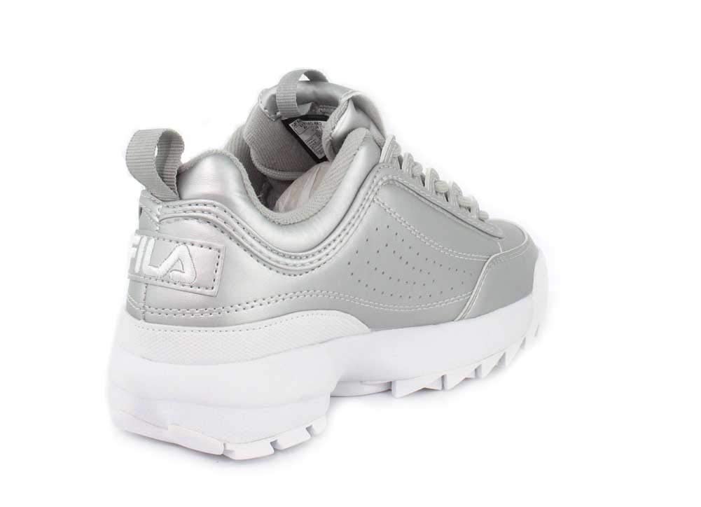 fila disruptor ii iridescent silver & white shoes