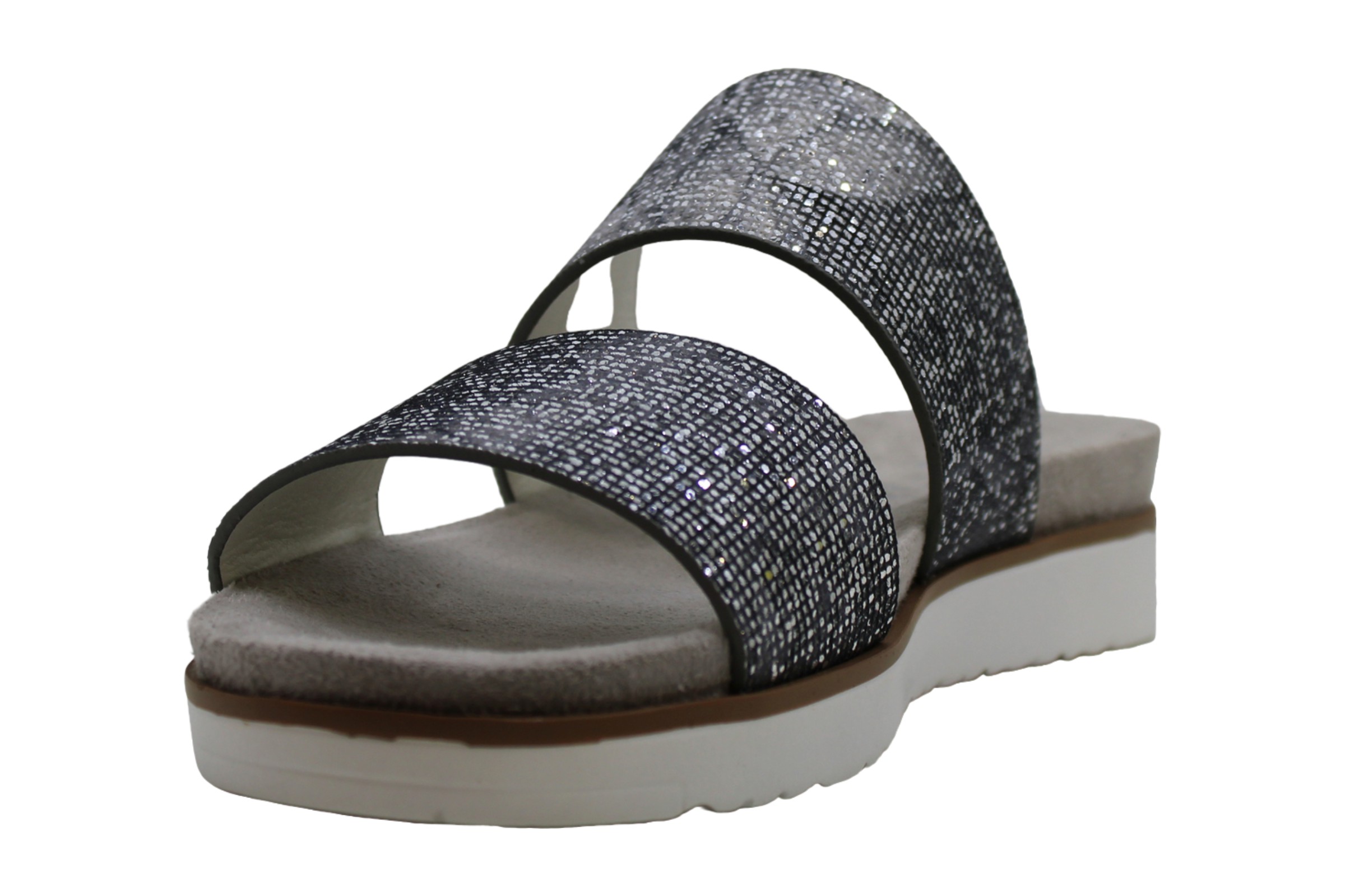 Very G Womens Floral Delight Open Toe Casual Slide Sandals, Silver ...