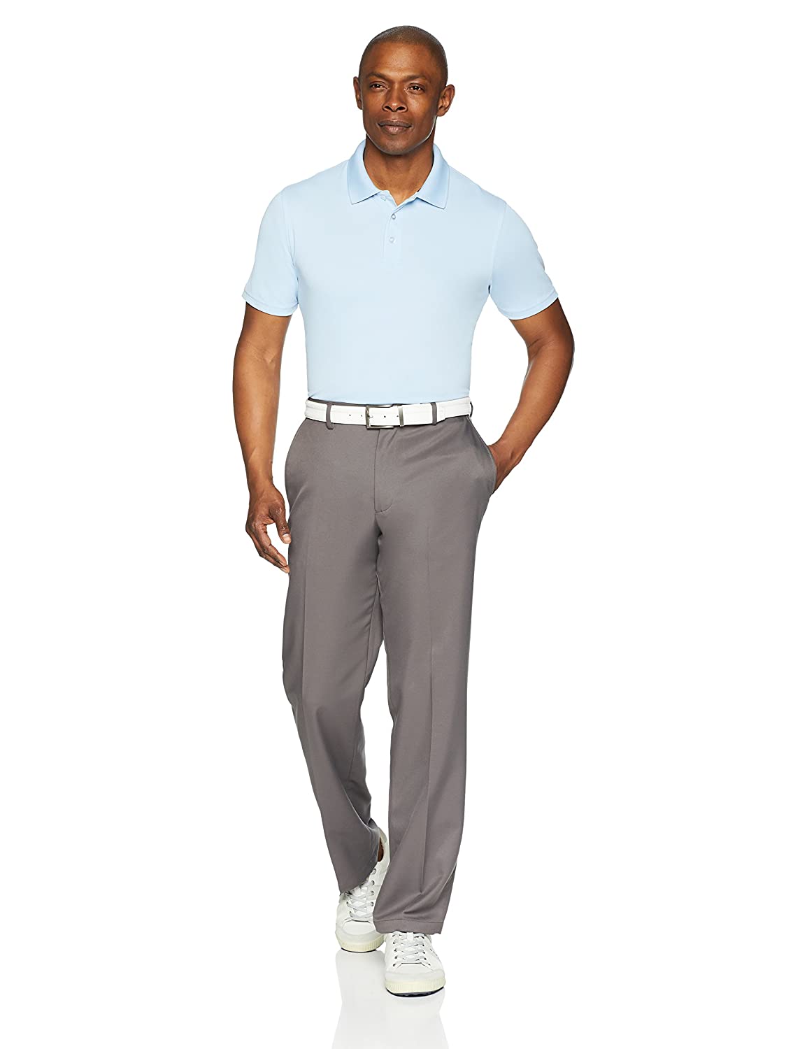 Essentials Men's Slim-Fit Quick-Dry Golf Polo, Light Blue, Size Large ...
