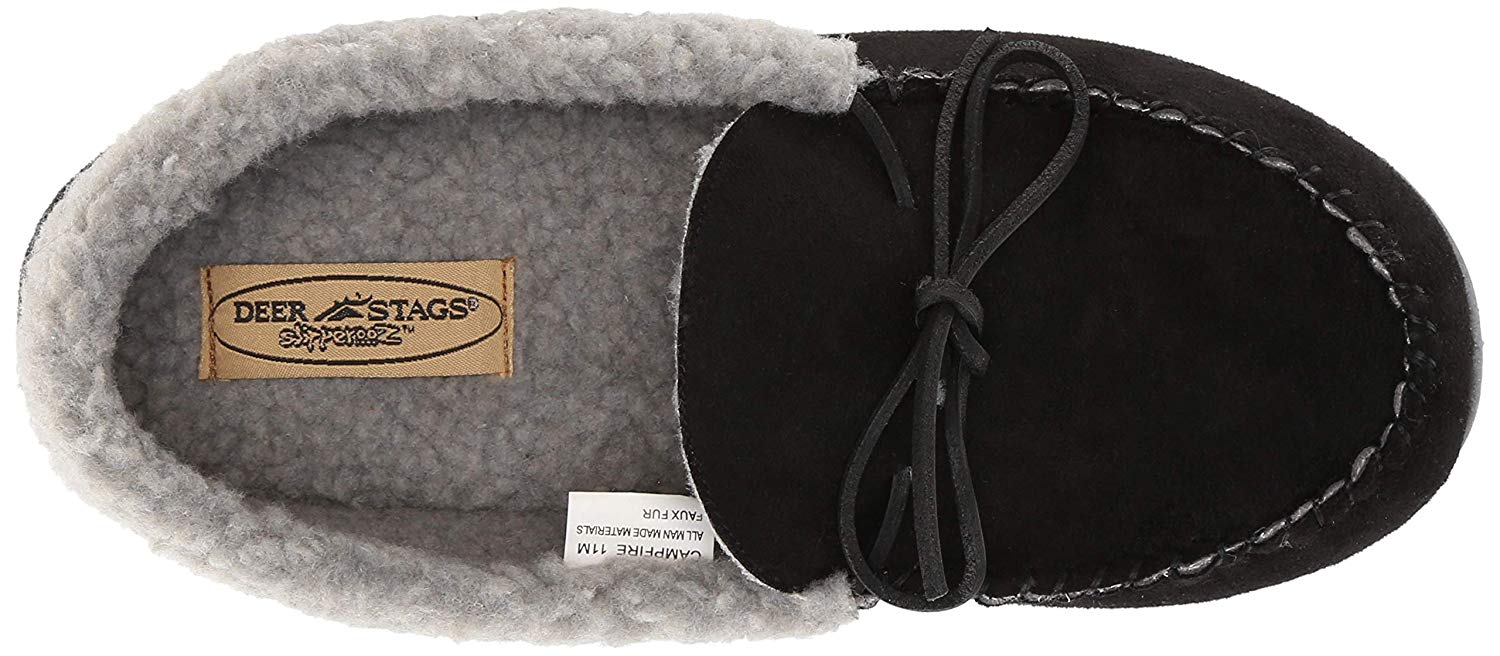 Deer Stags Mens Campfire Faux Fur Closed Toe Slip On Slippers, Black, Size 14.0 | eBay