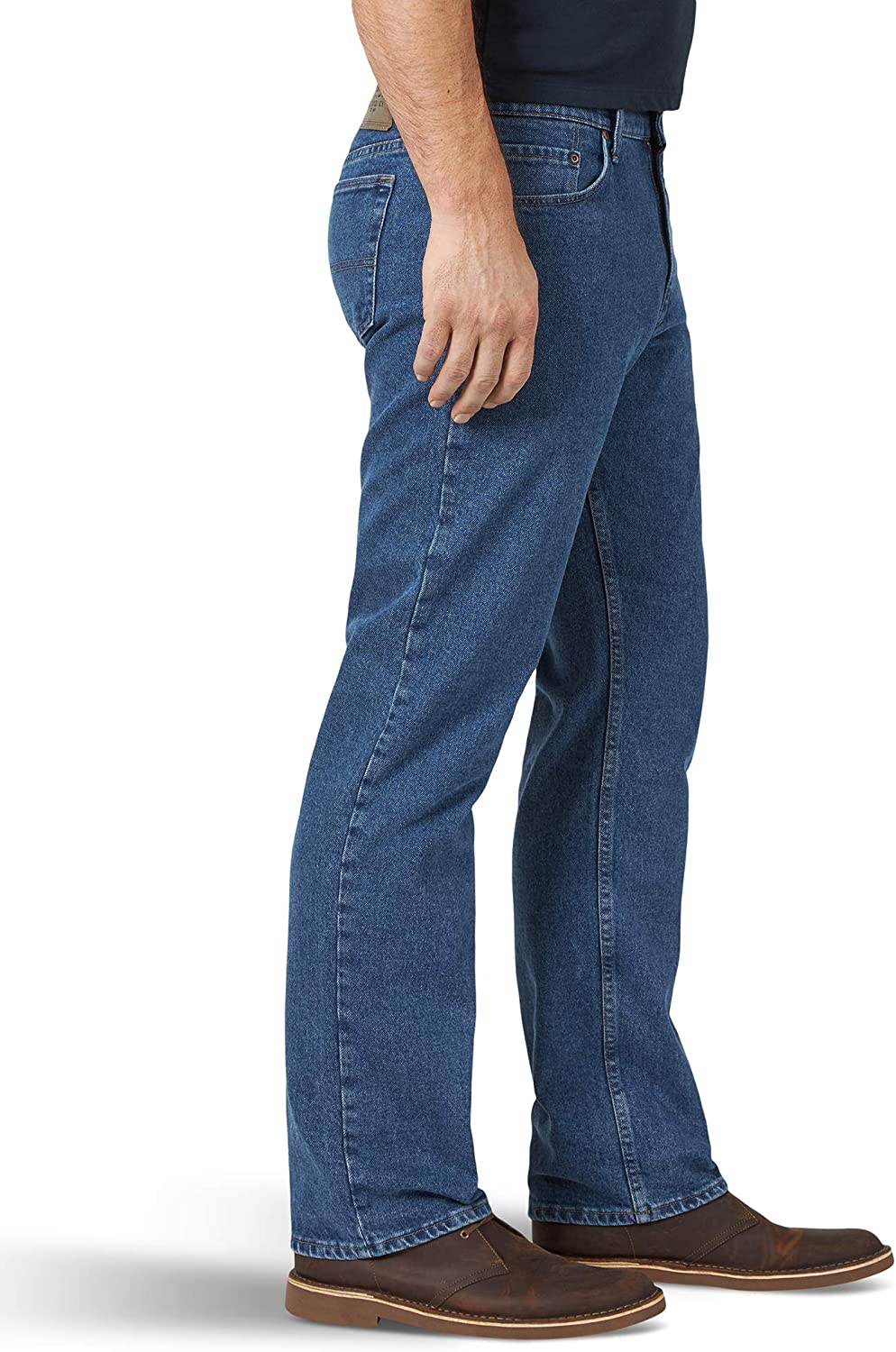 Wrangler Men's Classic 5-Pocket Regular Fit, Dark Stonewash Flex, Size ...