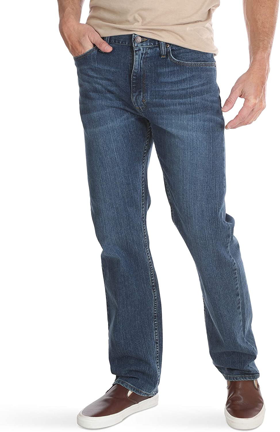 Wrangler Men's Classic 5-Pocket Regular Fit Flex Jean, Blue, Size 42W x ...