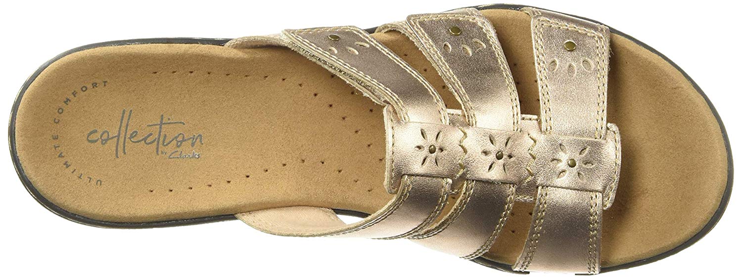 Clarks Womens Leisa Spring Leather Open Toe Casual Sport Sandals Gold Size 90 Ebay 3190