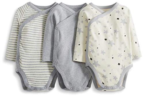 Moon and Back by Hanna Andersson Unisex Baby 4 Pack Long Sleeve Side Snap Shirt