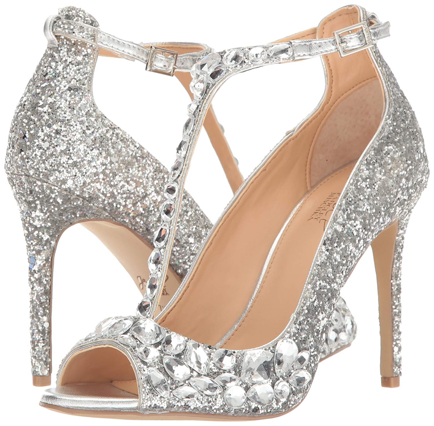 Jewel Badgley Mischka Women's Conroy Dress Sandal, Silver Glitter, Size ...