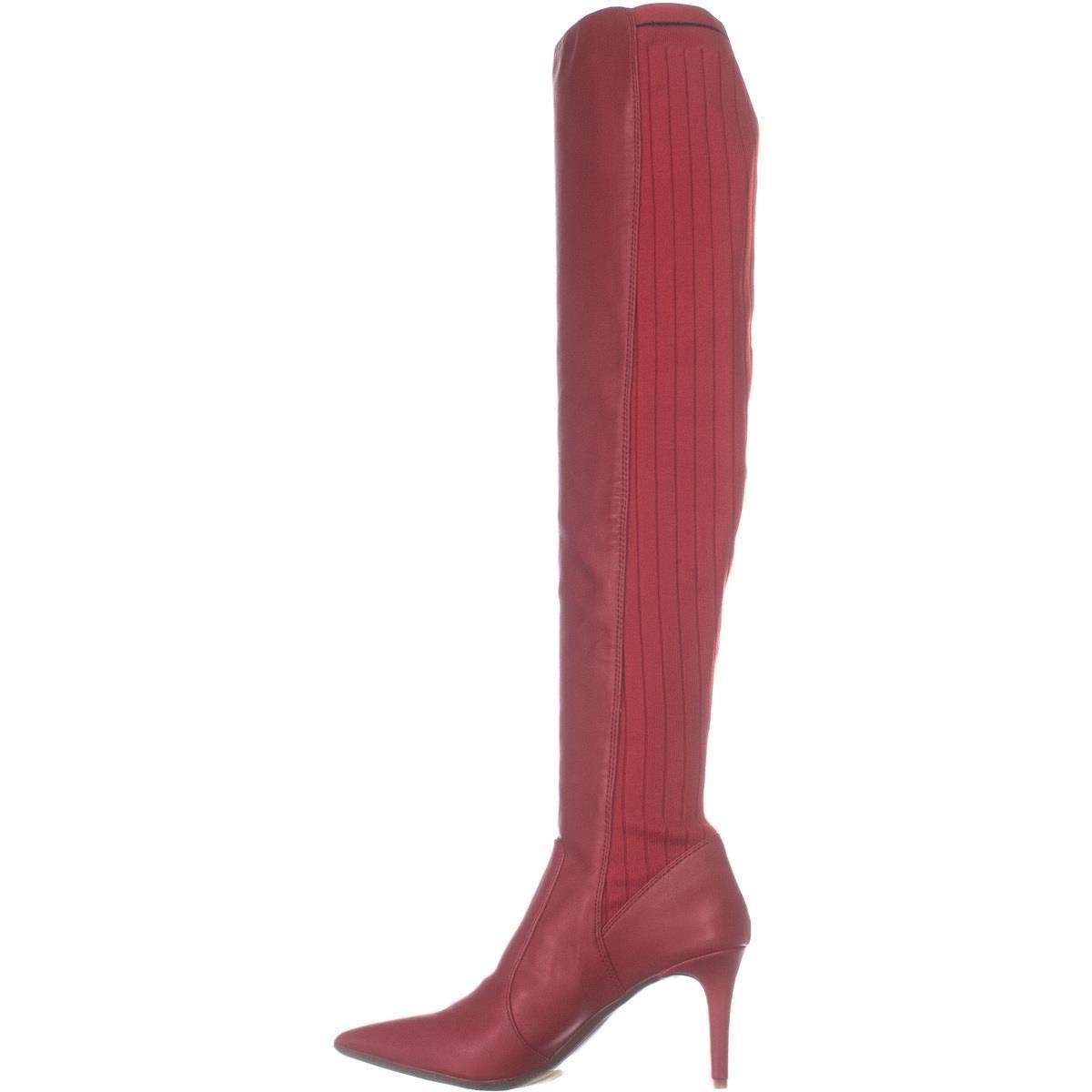 red over the knee boots leather
