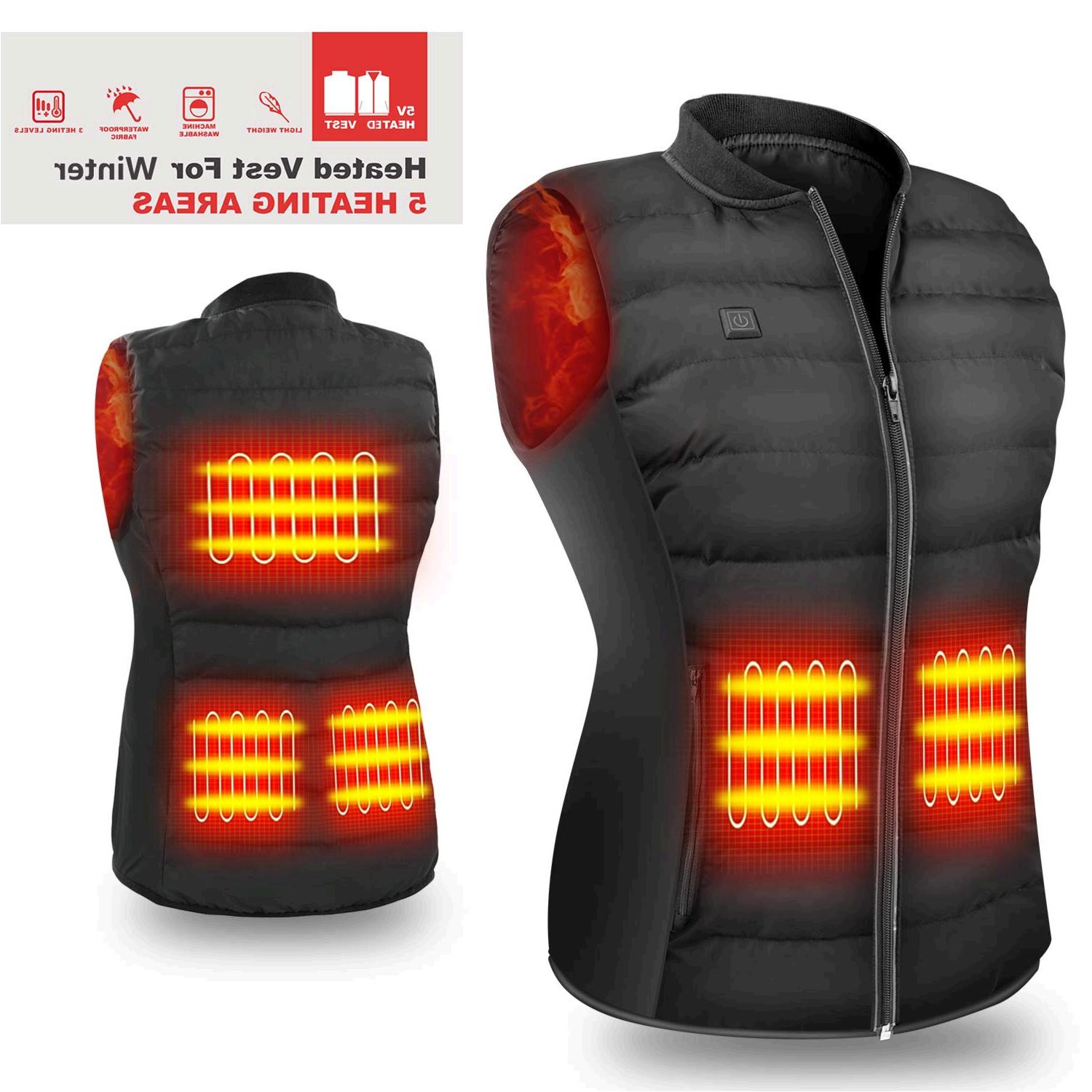 HOOCUCO 5V Lightweight Heated Vest Size Adjustable USB Charging, Black ...
