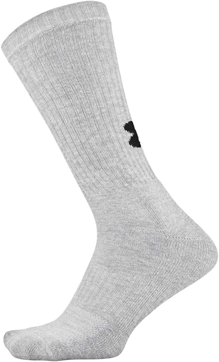 Under Armour Adult Training Cotton Crew Socks,, True Gray Heather 2