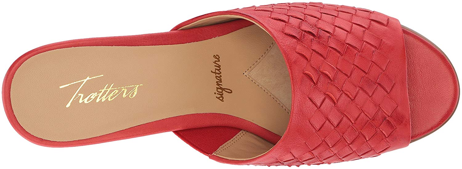 Trotters Womens Corsa Leather Open Toe Casual Slide Sandals, Red, Size