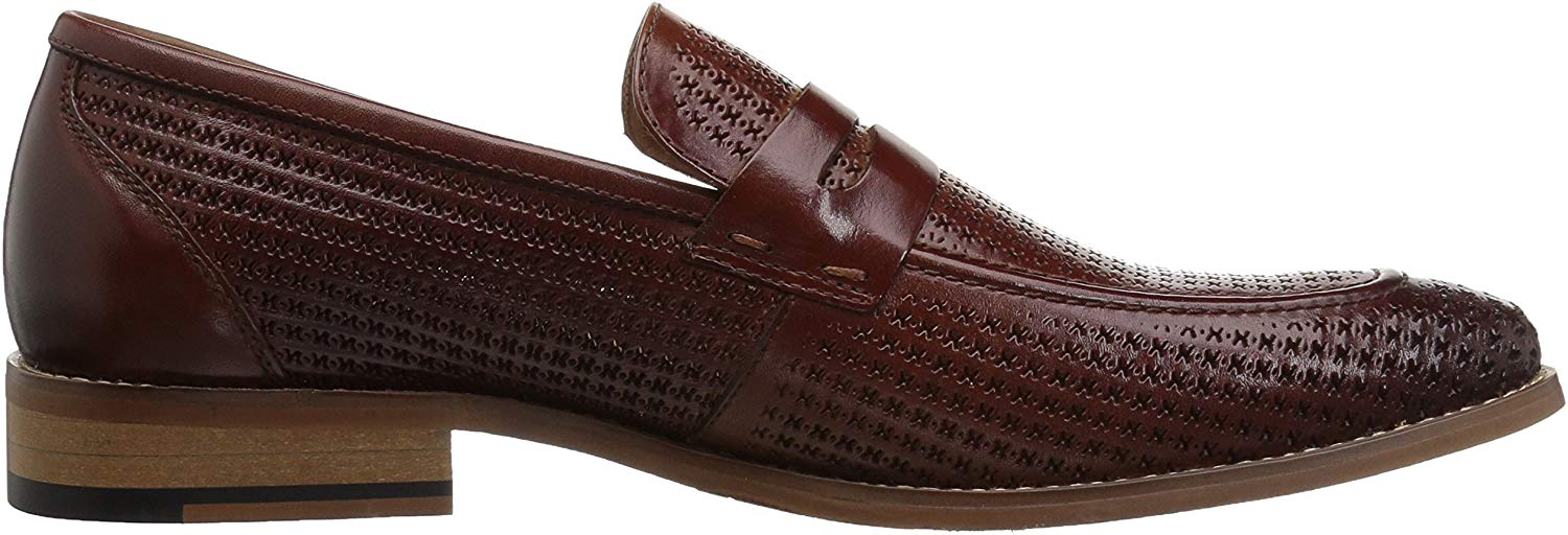 STACY ADAMS Men's Belfair Moe Toe Penny Slipon Loafer, Cognac, Size 14
