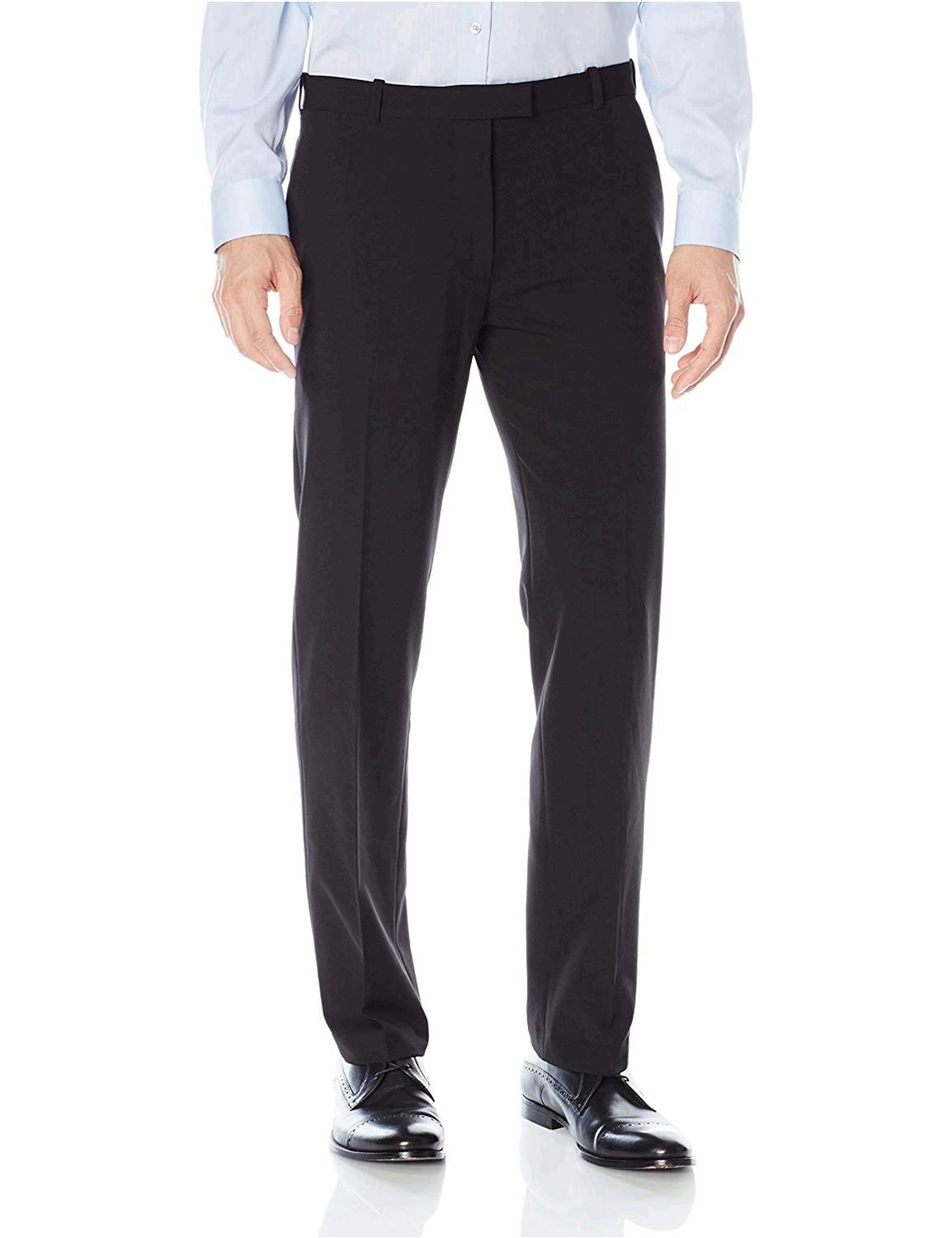 Van Heusen Men's Flex Straight Fit Flat Front Pant,, Black, Size 40W x ...
