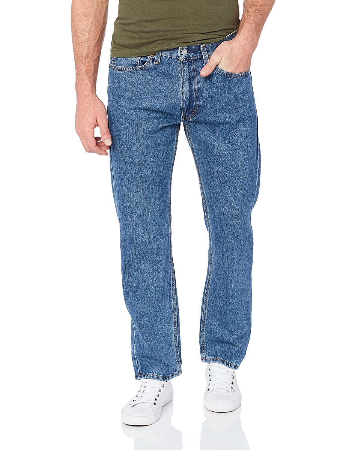 Levi's Men's 505 Regular Fit Jean, Dark, Medium Stonewash, Size 34W x ...